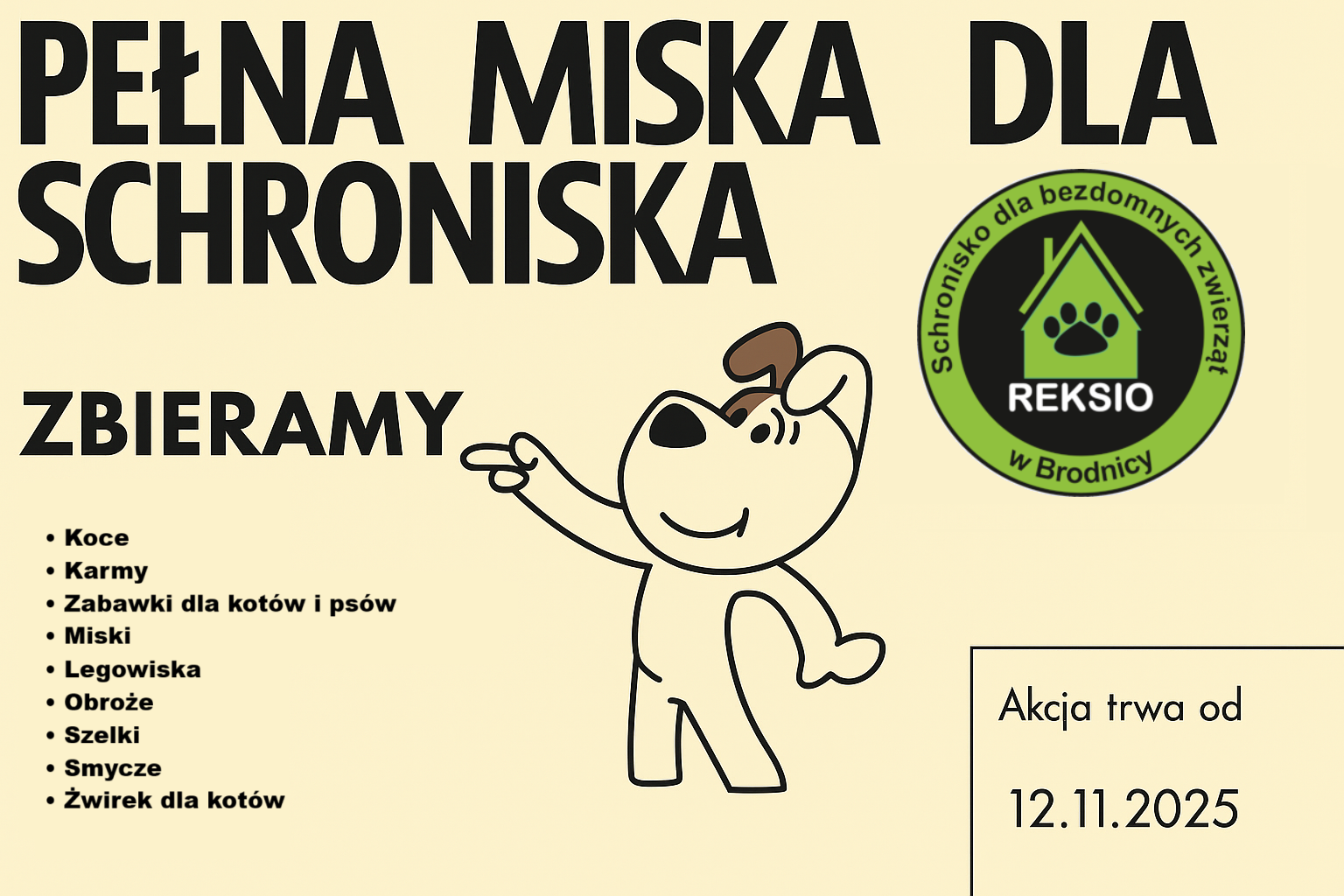  PEŁNA MISKA DLA SCHRONISKA - zbiórka karmy dla schroniska